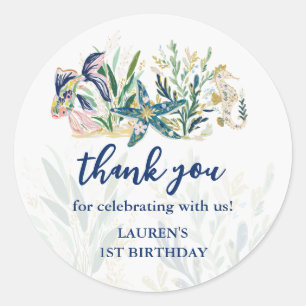 Oneder the Sea Coastal 1st Birthday Classic Round Sticker