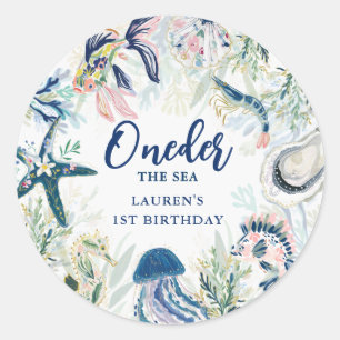 Oneder the Sea Coastal 1st Birthday Classic Round Sticker