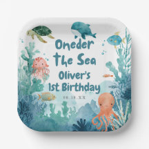 Oneder the Sea Cute Watercolor 1st Birthday