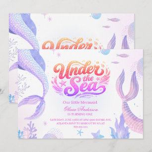 Oneder the Sea Mermaid 1st birthday girl  Invitation