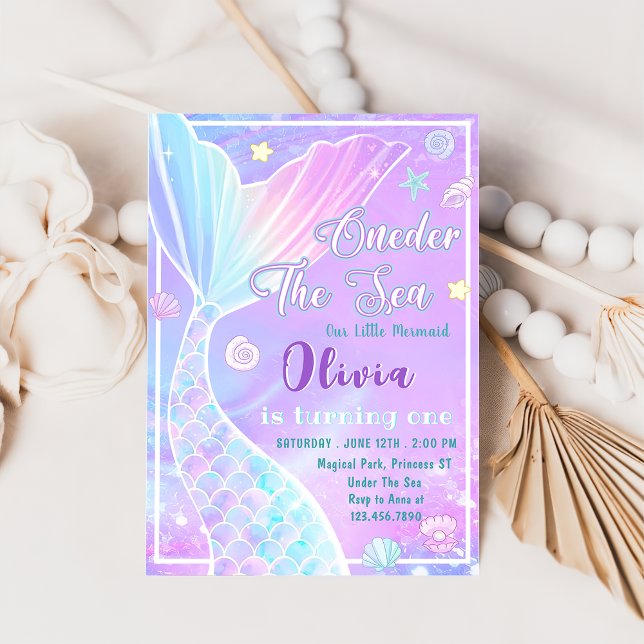 ONEder The Sea Mermaid 1st Birthday Invitation (Creator Uploaded)