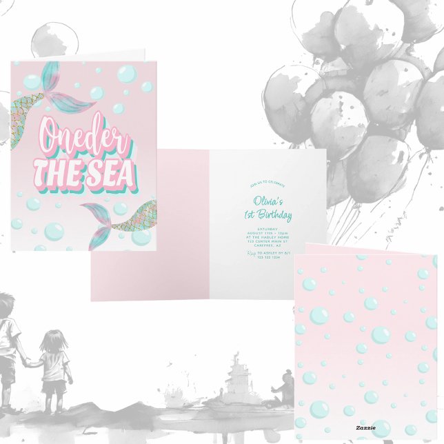 Oneder The Sea Mermaid 1st Birthday Invitation (Creator Uploaded)