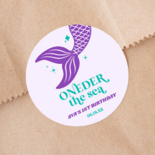ONEder The Sea Mermaid 1st Birthday Party Favour Classic Round Sticker