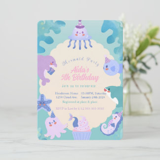 Oneder the Sea Mermaid Birthday Invitation