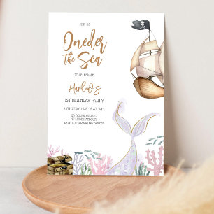 Oneder the Sea Mermaid Ocean Theme Girl Birthday Invitation
