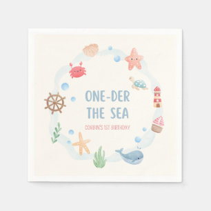 Oneder the Sea Nautical 1st Birthday Paper Napkins