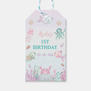 Oneder the Sea Ocean Animals 1st Birthday Gift Tags