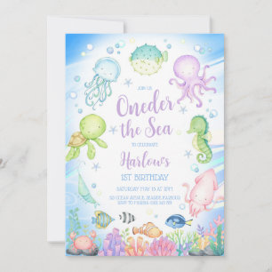 Oneder the Sea Ocean Theme Kids 1st Birthday Invitation