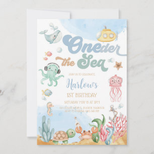 Oneder the Sea Ocean Theme Kids 1st Birthday Invitation