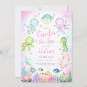 Oneder the Sea Ocean Theme Kids 1st Birthday Invitation