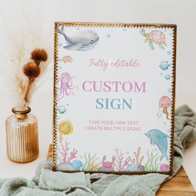 Oneder The Sea Pastel Birthday Custom Table Sign (Creator Uploaded)