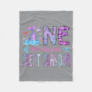 Oneder Under The Sea Great Grandma 1st Birthday Fleece Blanket