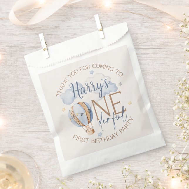 🎈✨ ONEderful 1st Birthday Paper Party Favor Bags (Clipped)