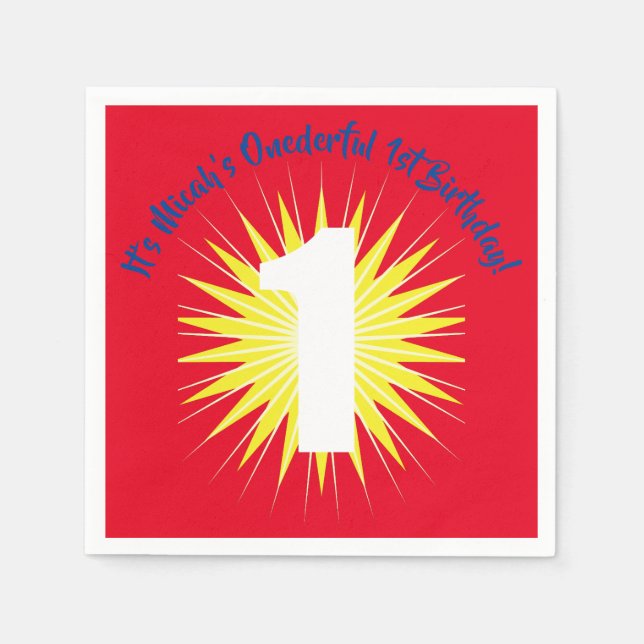 Onederful 1st Birthday Party Napkin (Front)