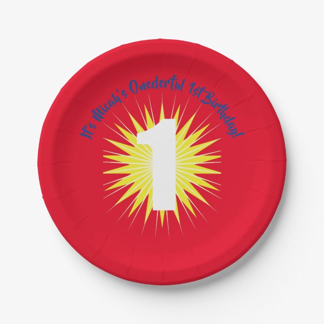 Onederful 1st Birthday Party Paper Plate (Front)