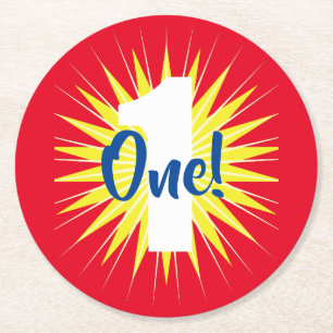 Onederful 1st Birthday Party Round Paper Coaster