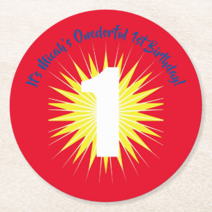 Onederful 1st Birthday Party Round Paper Coaster