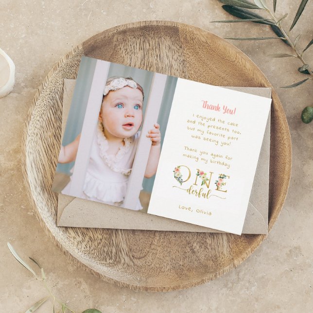 Onederful 1st Birthday Photo Thank You Cards (Creator Uploaded)