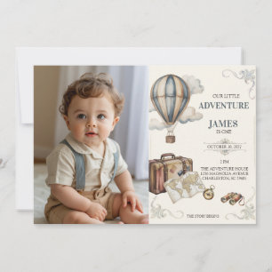 Onederful Adventure First Birthday Photo Invitation