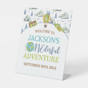 Onederful Adventure Welcome Pedestal Sign