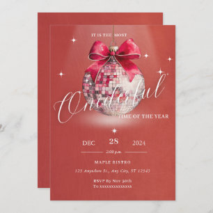 Onederful Birthday Christmas Discoball Invitation