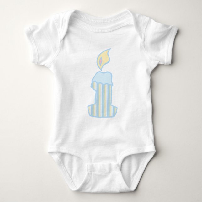 ONEderful Blue Candle Baby Bodysuit (Front)