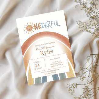 Onederful Boho Terracotta 1st Birthday Invitation