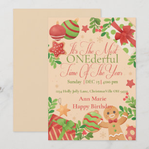 ONEderful Christmas Celebration – First Birthday Invitation