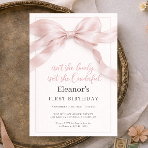 Onederful Coquette Bow Girl 1st Birthday Party Invitation