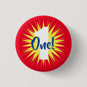 Onederful Cute Colourful 1st Birthday Party Theme 3 Cm Round Badge