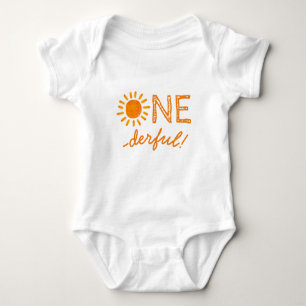 Onederful first birthday clothing, happy sunny baby bodysuit