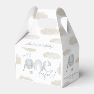 Onederful Hot Air Balloon Blue 1st Birthday Favour Box