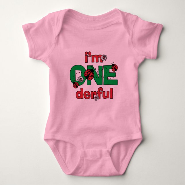 ONEderful Ladybug 1st Birthday Baby Bodysuit (Front)
