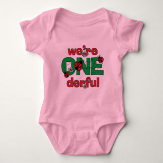 ONEderful Ladybug Twins 1st Birthday Baby Bodysuit