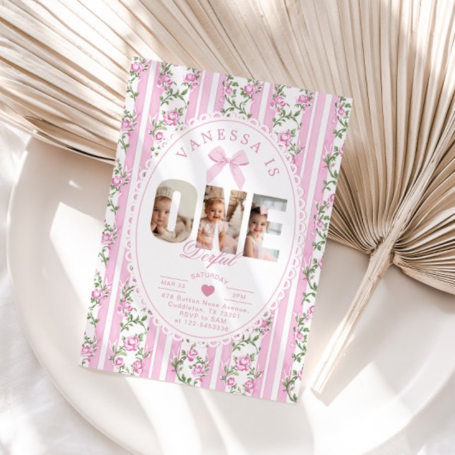 Onederful Love Shack 1st Birthday Photo collage Invitation (Creator Uploaded)