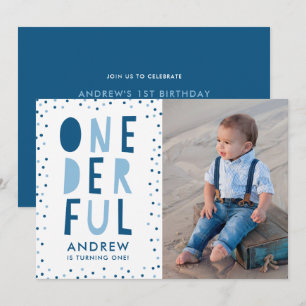 Onederful Photo First Birthday Party Invitation