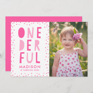 Onederful   Photo First Birthday Party Invitation