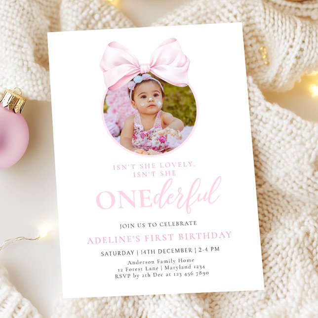 Onederful Pink Girl 1st Birthday Invitations (Creator Uploaded)