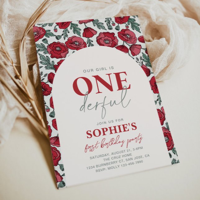 Onederful Poppy Birthday Invitation (Creator Uploaded)