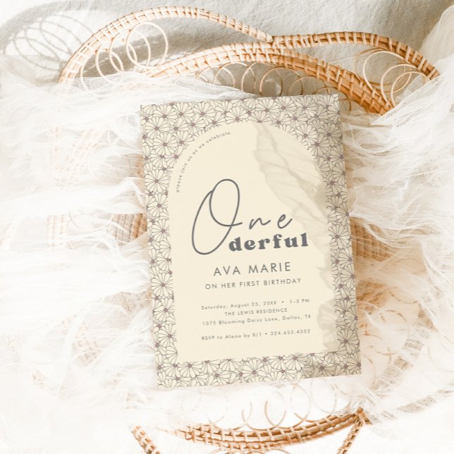 Onederful Retro Daisy Girls 1st Birthday Party Invitation (Creator Uploaded)