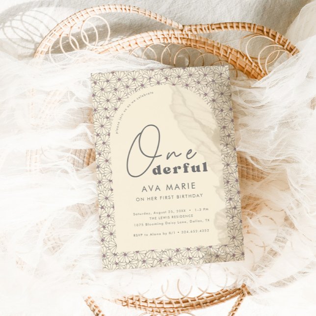 Onederful Retro Daisy Girls 1st Birthday Party Invitation (Creator Uploaded)