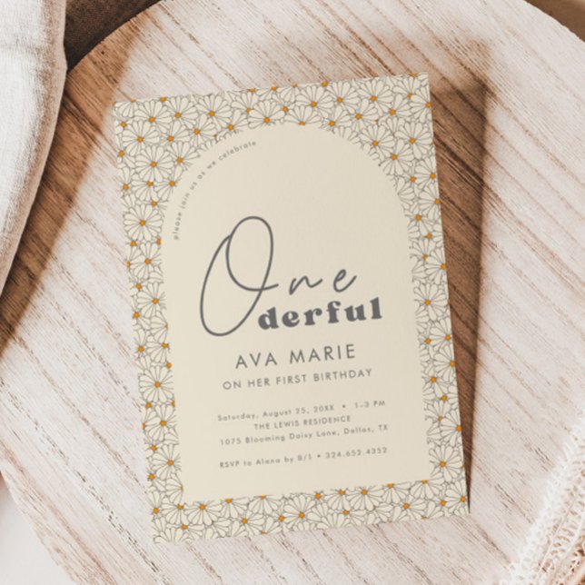 Onederful Retro Daisy Girls 1st Birthday Party Invitation (Creator Uploaded)