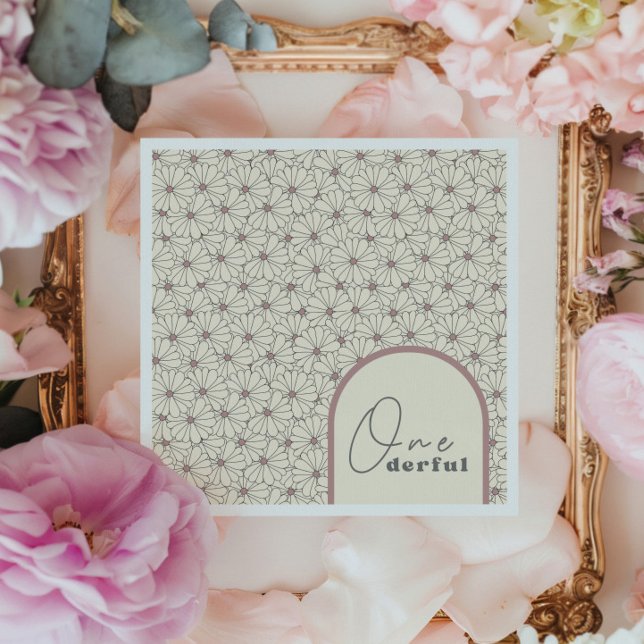 Onederful Retro Daisy Girls 1st Birthday Party Napkin (Creator Uploaded)