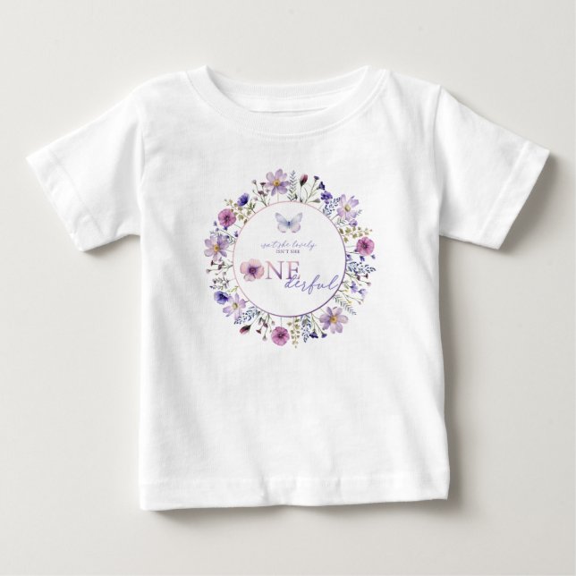 Onederful Wildflower First Birthday Baby Girl  T-Shirt (Front)