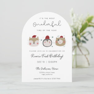 Onederful Winter Animals First Birthday Invitation