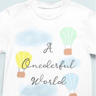 Onederful World Hot Air Balloon 1st Birthday Baby T-Shirt