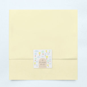Onederful World Hot Air Balloon 1st Birthday Square Sticker