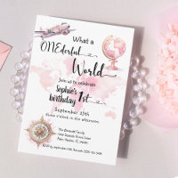 ONEderful world pink travel girl 1st birthday