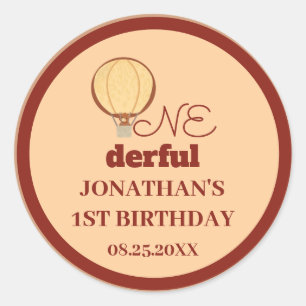 Onederful YAK Hot Air Balloon 1st Birthday Classic Round Sticker