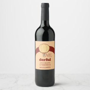 Onederful YAK Hot Air Balloon 1st Birthday Wine Label